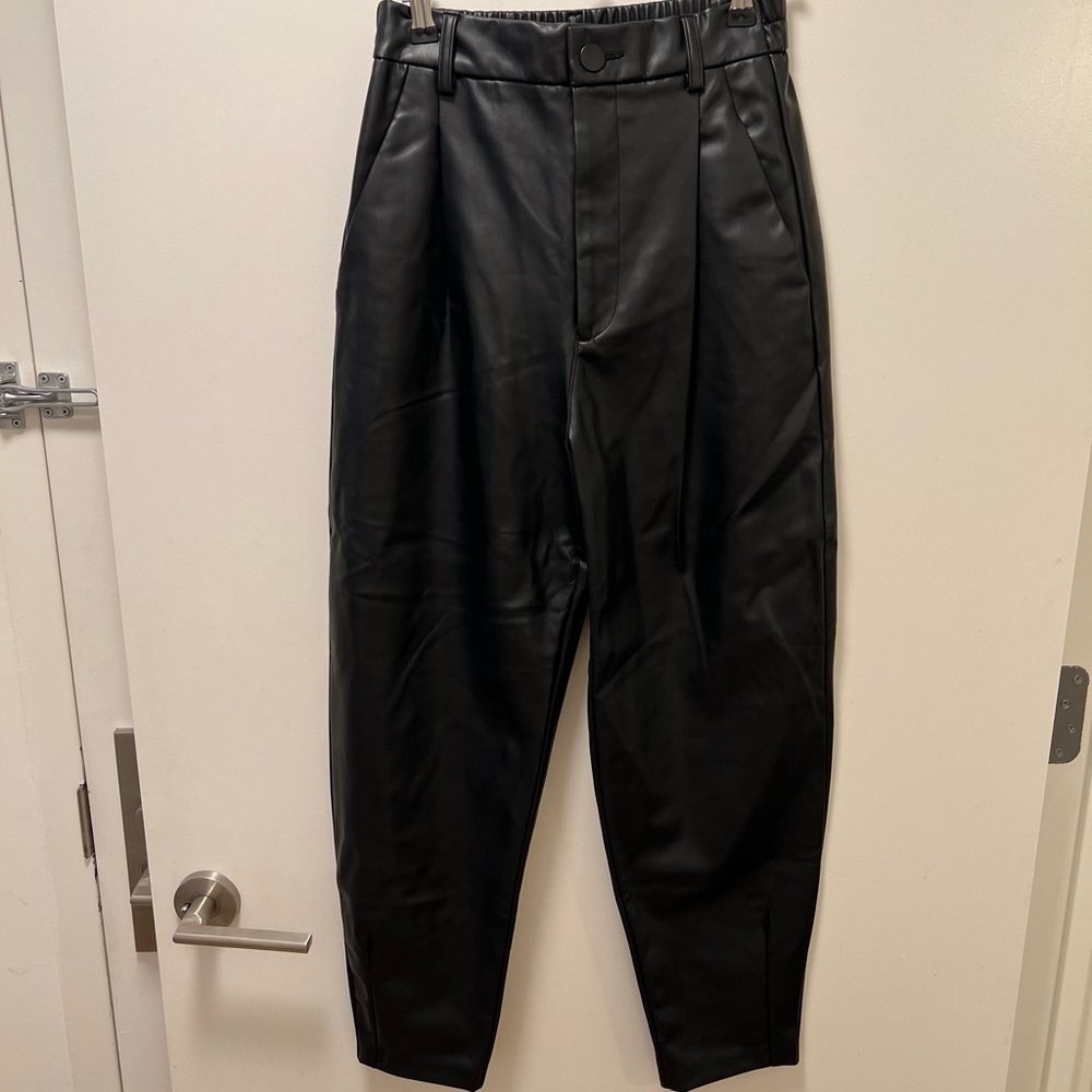 Faux leather trousers